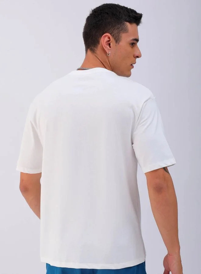 The Indian Garage Co Men Boxy Oversized Graphic Back Printed Round Neck Tshirt