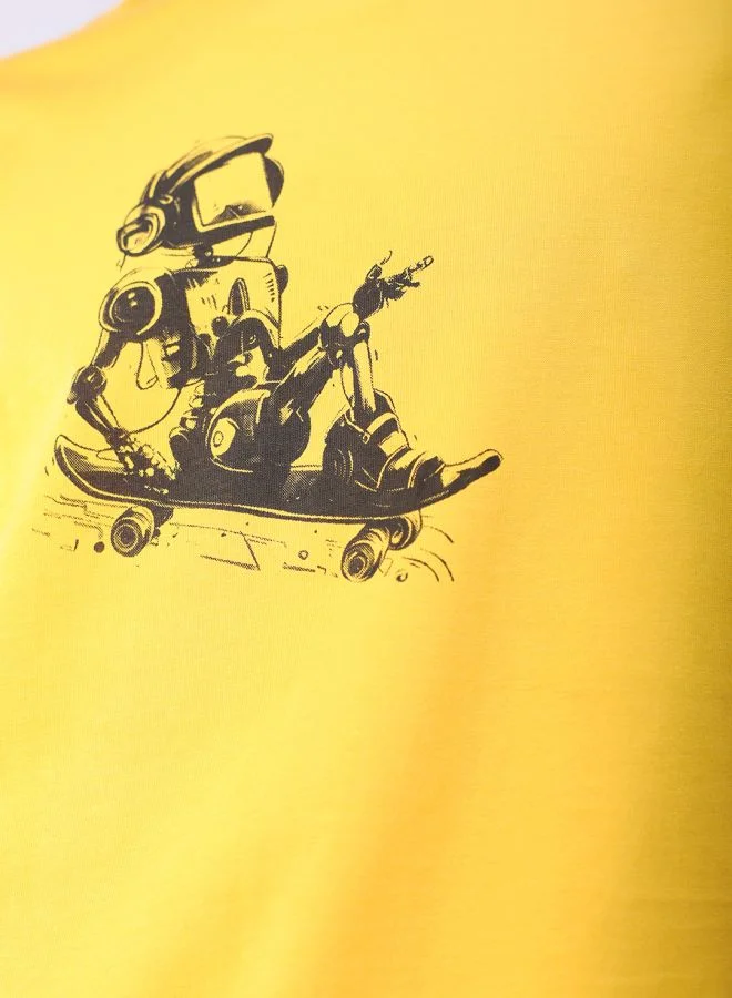 The Indian Garage Co Men Boxy Oversized Graphic Back Printed Round Neck Tshirt