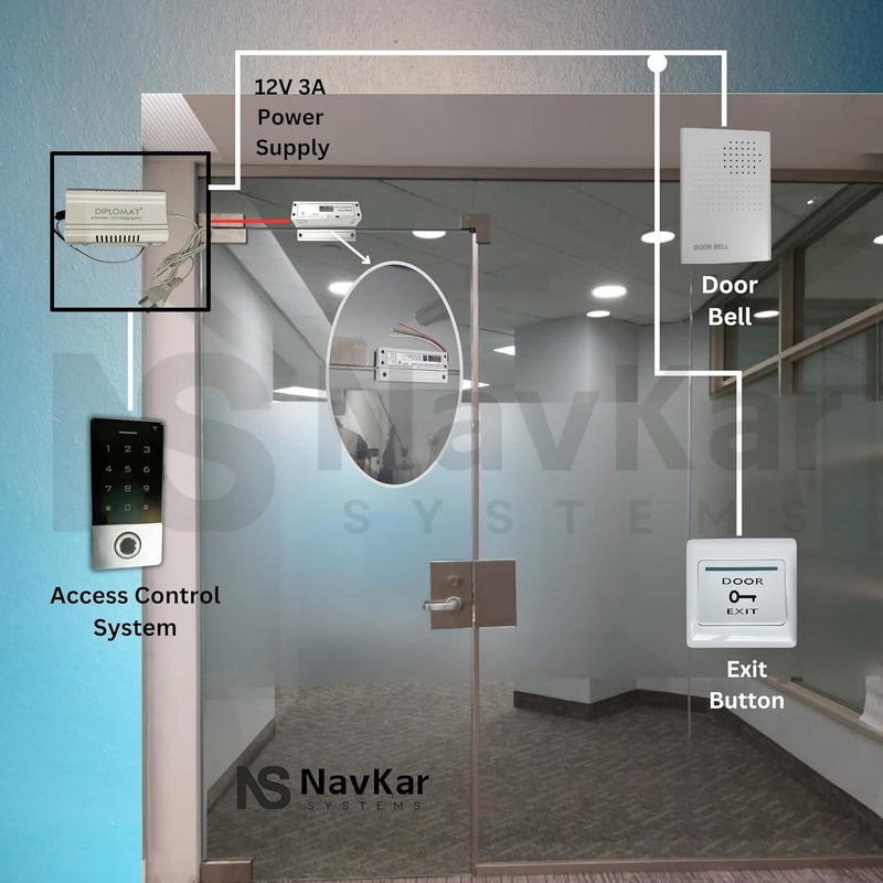 NAVKAR SYSTEMS NAVKAR SYSTEMS Weatherproof Biometric Card Access Control with Fully Frameless Glass Drop Bolt Lock  - Image 3