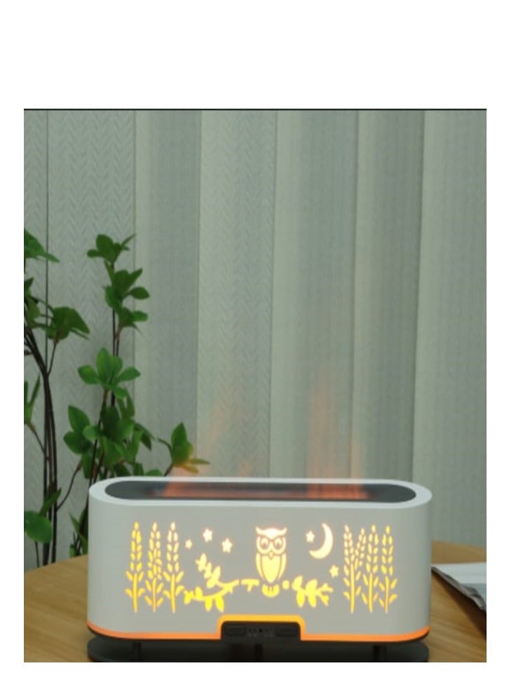 Humidifier and Flame Aromatherapy Oil Diffuser with Dual Color Lights, Remote Control, and Auto Shut-Off, Cool Mist Humidifier, Ultrasonic Aromatherapy Diffuser, Suitable for Home, Office, Spa (Wood)  - Image 1