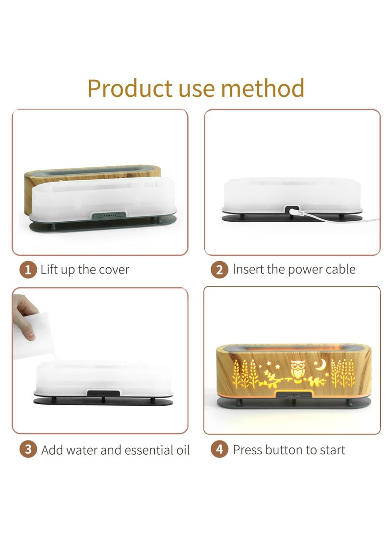 Humidifier and Flame Aromatherapy Oil Diffuser with Dual Color Lights, Remote Control, and Auto Shut-Off, Cool Mist Humidifier, Ultrasonic Aromatherapy Diffuser, Suitable for Home, Office, Spa (Wood)  - Image 2
