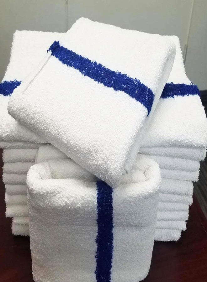 Towels N More منشفة ن وأكثر 24x48 منشفة حمام ناعمة بجانب المسبح 6 كبيرة فائقة الامتصاص بيضاء مع شريط أزرق في المنتصف للاستخدام في المنزل، المسبح، السبا، الصالة الرياضية، الفندق، الموتيل كمنشفة استحمام - Image 5