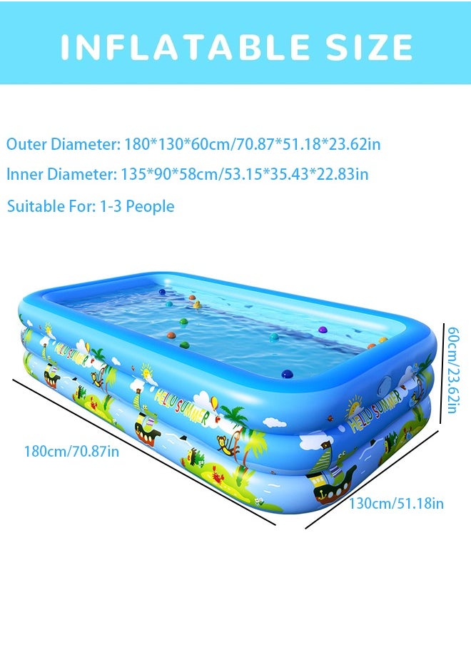 VUCATIN Inflatable Pool 180*130*60Cm Thickened Family Swimming Pool for Toddlers Outdoor Garden Backyard Summer Water PartyInflatable swimming pools for children and adults  - Image 2