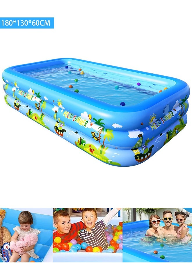 VUCATIN Inflatable Pool 180*130*60Cm Thickened Family Swimming Pool for Toddlers Outdoor Garden Backyard Summer Water PartyInflatable swimming pools for children and adults  - Image 1