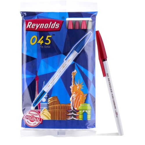 Reynolds 045 Ball Pen SET - 10 RED PENS WITH COMFORTABLE GRIP |RED BALL PENS FOR WRITING | PEN FOR STUDENTS & OFFICE STATIONERY | 0.7 mm TIP SIZE - Image 2