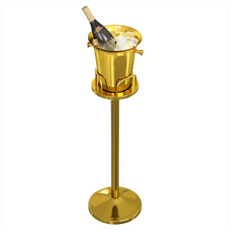 Pioplex Ice Bucket with Stand Christmas Stainless Steel Standing Ice Bucket Ice Cube Container Wine Bucket on Stand Gold Champagne Ice Bucket for Wine Beer KTV Club Bar Bbq Party Wedding 12ib 5L 91cmgold 