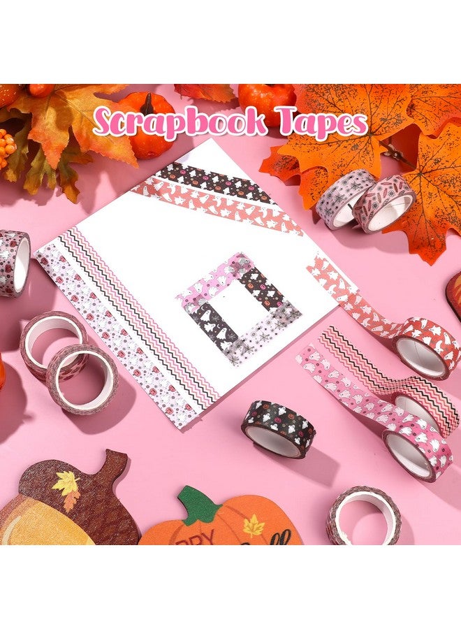 NEWEST 12 Rolls Halloween Washi Tape, Cute Ghost Pumpkin Washi Tape Boho Decorative Tapes Holiday Washi Paper Stickers 15Mm Wide Black Pink Masking Tape Set For Diy Crafts, Scrapbook, Party Decor - Image 4