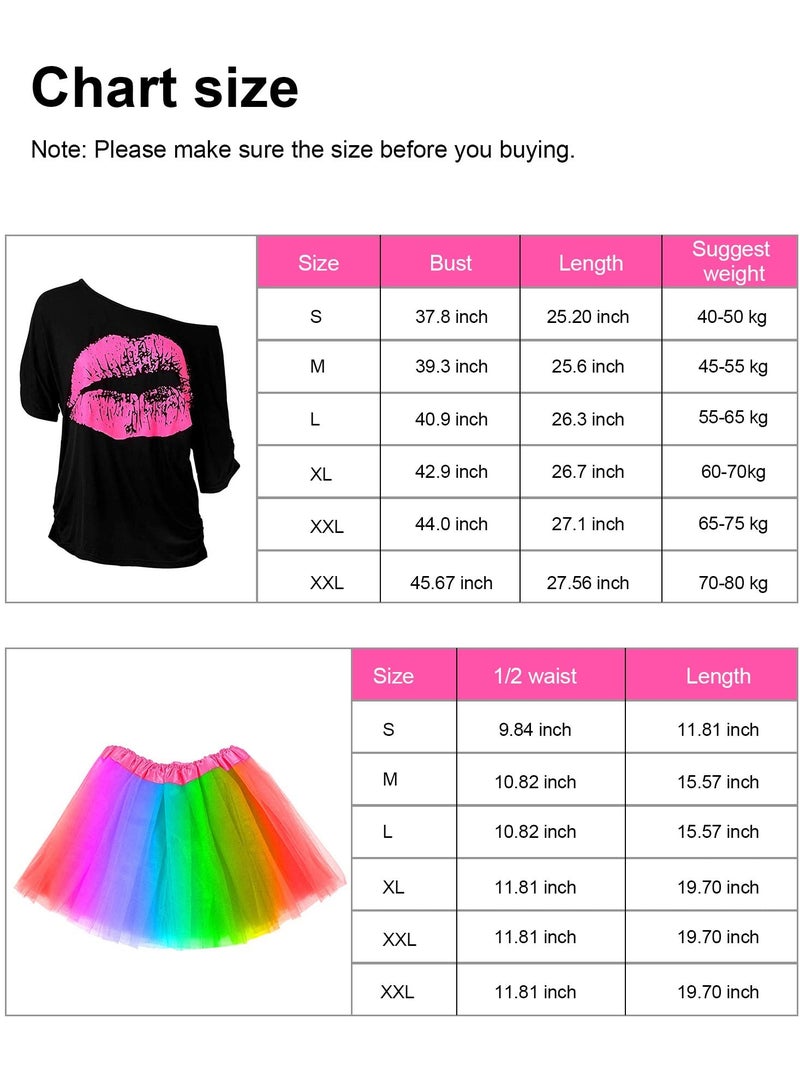 Excefore 80s Costume Accessories Set T-Shirt Tutu Headband Earring Necklace Leg Warmers, XL  - Image 5