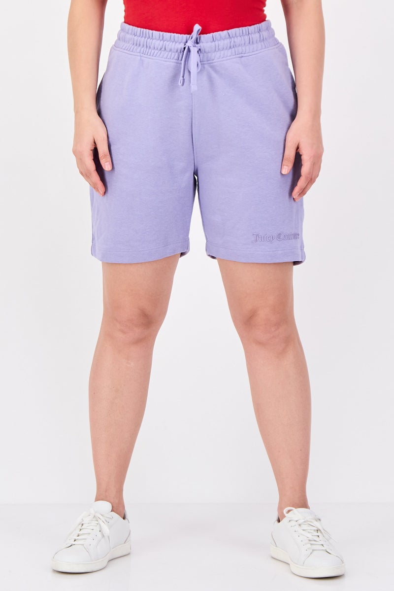 Juicy Couture شورتات أساسية بشعار العلامة التجارية للنساء، لافندر - Image 1