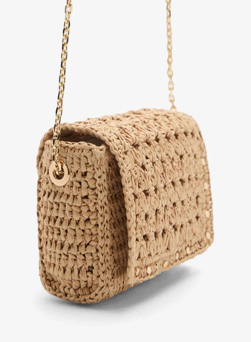 MANGO Mini natural fibre crossbody bag