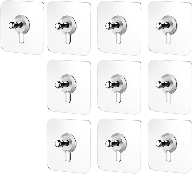 MOBDESK Super Screw for Wall Stainless Steel PVC Abs Nail Free, Non-Trace No Drilling Sticking Hooks,Waterproof Screws Hook, Adhesive Nails Wall, Hooks Without Drilling,Hook Hanging-10 Pack(K-233) - Image 1