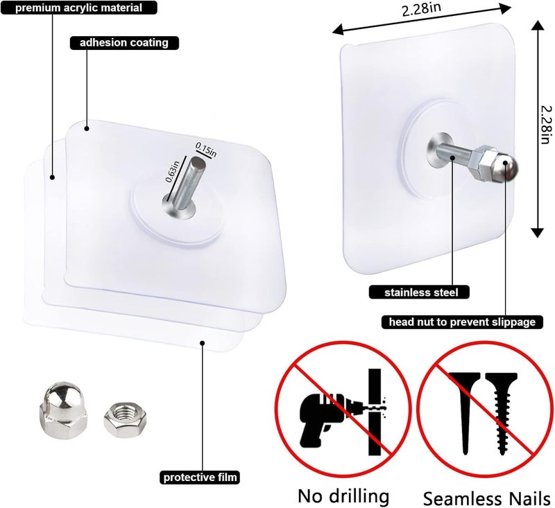 MOBDESK Super Screw for Wall Stainless Steel PVC Abs Nail Free, Non-Trace No Drilling Sticking Hooks,Waterproof Screws Hook, Adhesive Nails Wall, Hooks Without Drilling,Hook Hanging-10 Pack(K-233) - Image 5