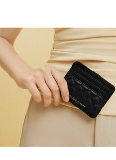 Charles & Keith حامل بطاقات مبطن متعدد الفتحات - أسود  - Image 2