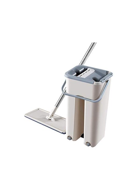 Microfiber Mop Set 360 Degree Rotating Professional Dry Wet Mop Bucket System with 2 Mop Heads Cleaning Tool for Home Household Daily Floor, Blue-White, 377641na