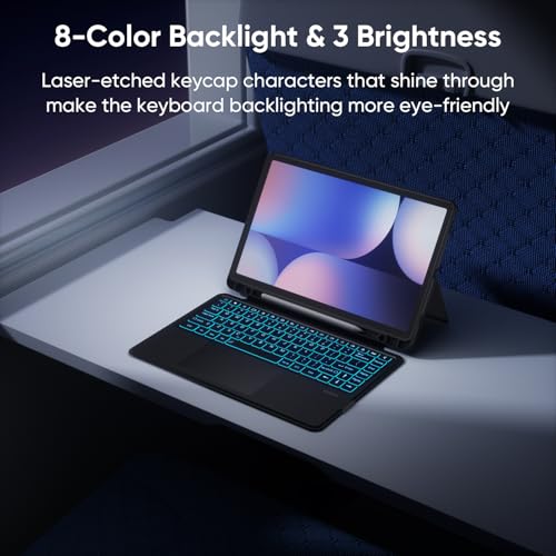 doqo for Samsung tab S10 Ultra/S9 Ultra/S8 Ultra 14.6 inch Keyboard case Detachable with Trackpad Backlight S Pen Holder Wireless Black - Image 5