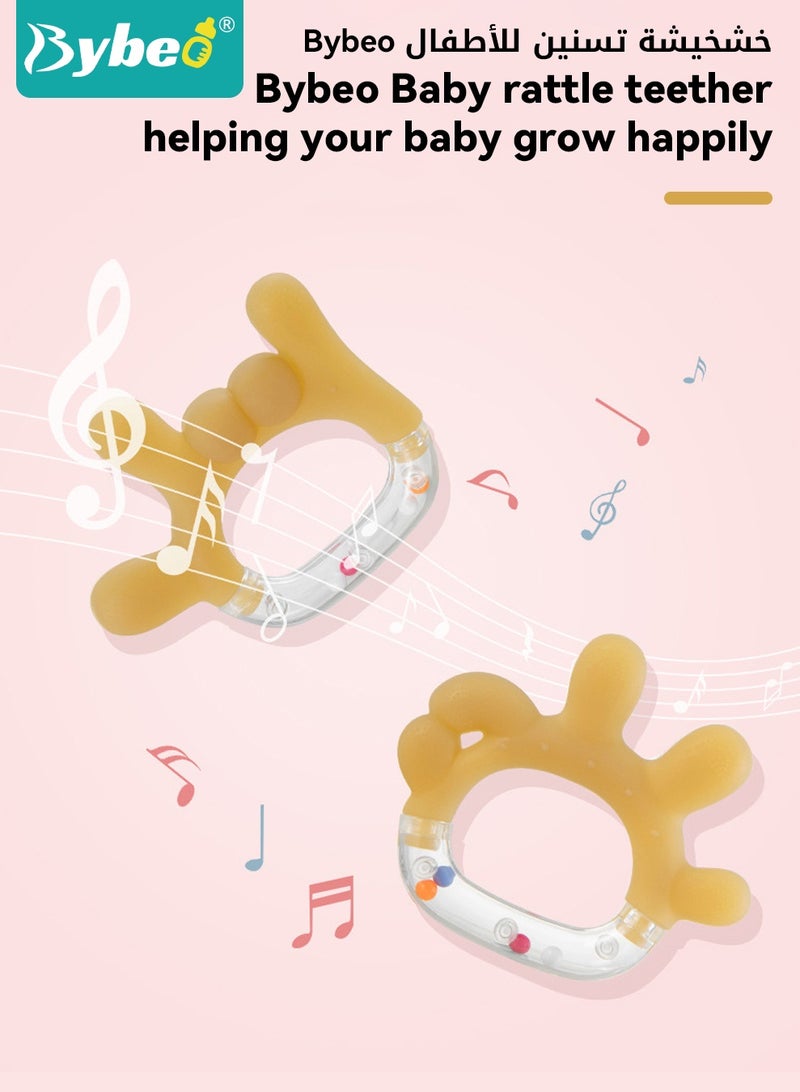 Bybeo 4 PCS Baby Rattle Toy, Infant Teething Toys, Teether Rattle Set for Baby 3+ Months Plus, Silicone Rattle and Teether Toys with Different Hand Gestures for Boys And Girls, Early Educational Toy Set - Image 2