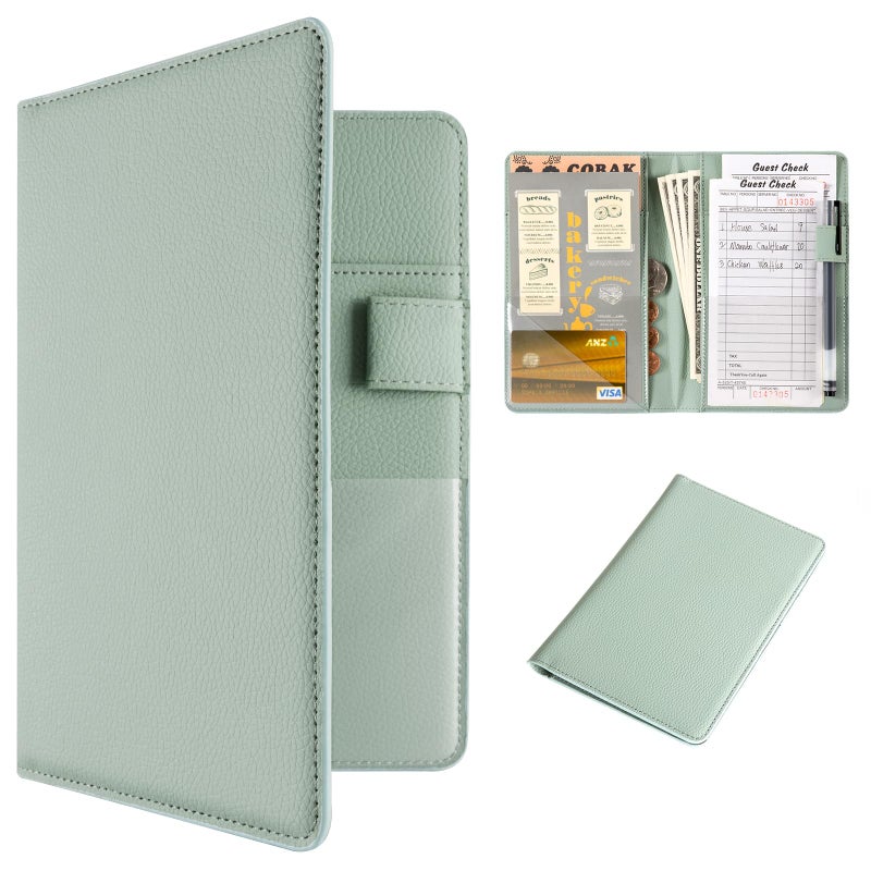 CoBak Server Book â€“ Compact Organizer with Clear and Money Pockets, Pen Holder, Fits Apron Perfectly, Leather Waitress Book - Image 1