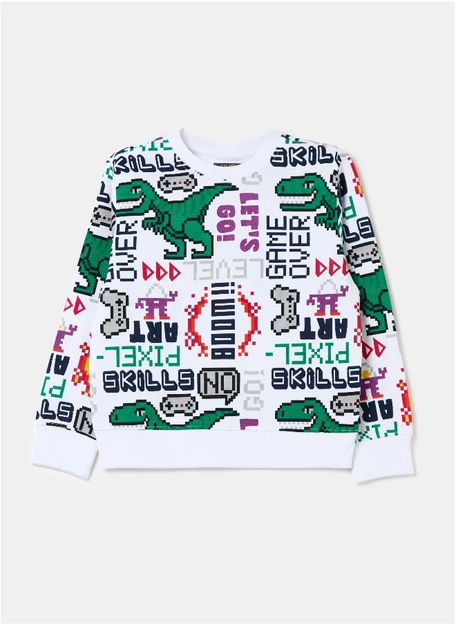 Ovs Sweatshirt with gaming dinosaur print