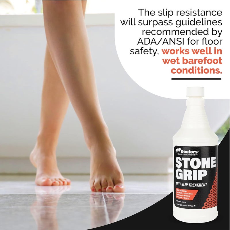 Slip Doctors Stone Grip Industrial (Quart) Non-Slip Floor Treatment for Tile and Stone to Prevent Slippery Floors. Indoor/Outdoor, Residential/Commercial, Works in Minutes for Increased Traction - Image 5