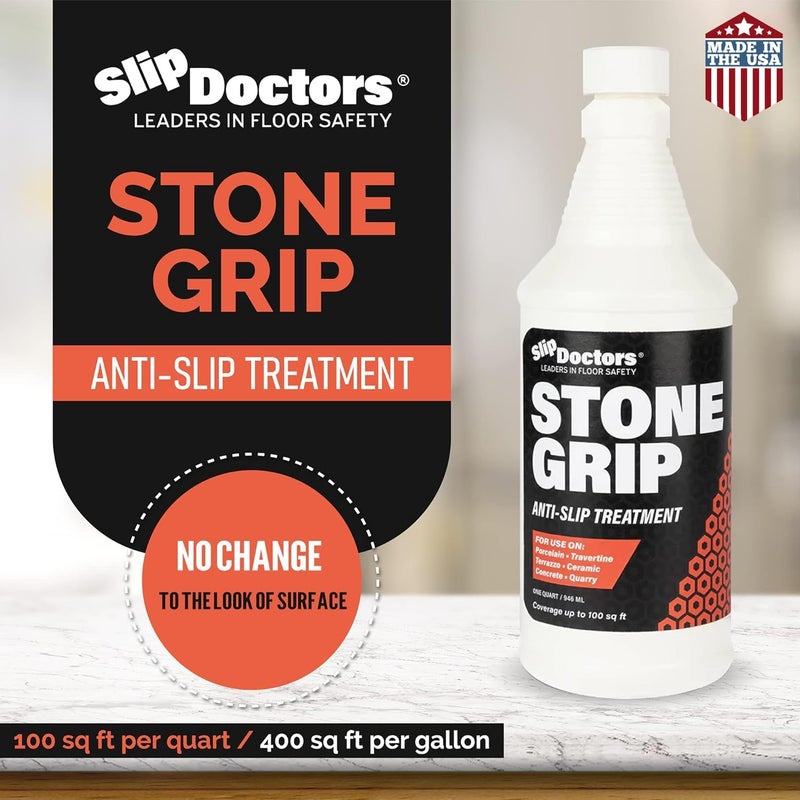 Slip Doctors Stone Grip Industrial (Quart) Non-Slip Floor Treatment for Tile and Stone to Prevent Slippery Floors. Indoor/Outdoor, Residential/Commercial, Works in Minutes for Increased Traction - Image 1