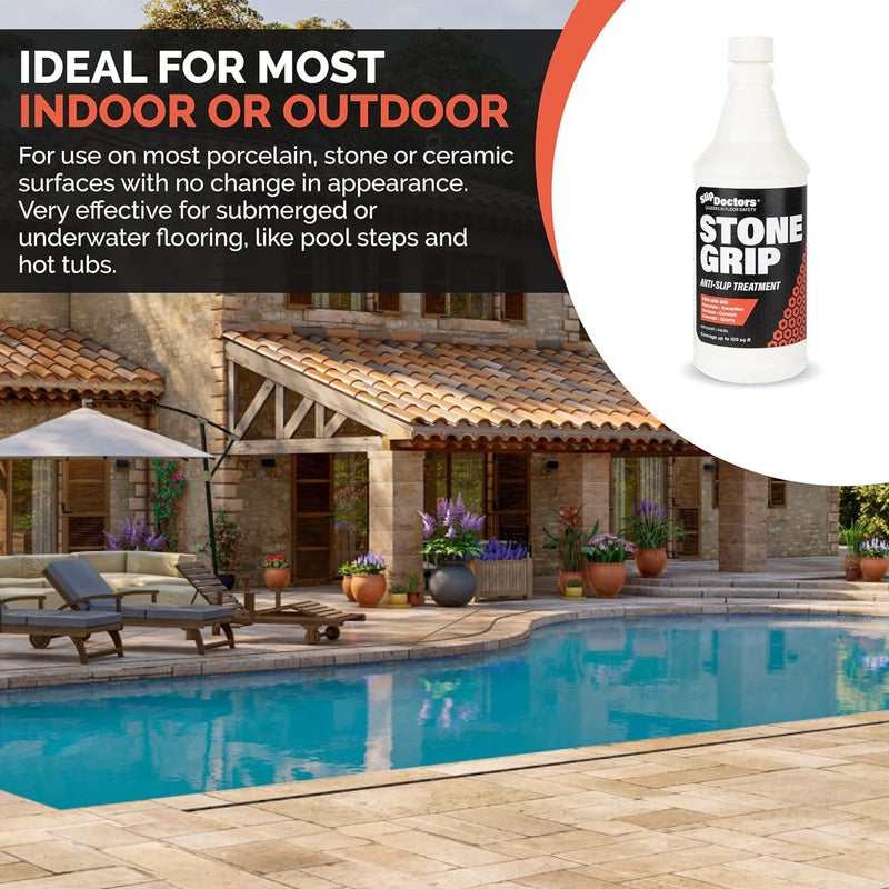 Slip Doctors Stone Grip Industrial (Quart) Non-Slip Floor Treatment for Tile and Stone to Prevent Slippery Floors. Indoor/Outdoor, Residential/Commercial, Works in Minutes for Increased Traction - Image 3