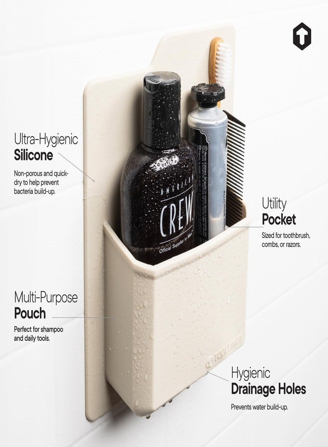 TOOLETRIES The James Organizer - Silicone Toiletry Holder, Shower & Bathroom Accessory - Features Silicone-Grip Technology, Removable & Reusable - Sand - Image 3