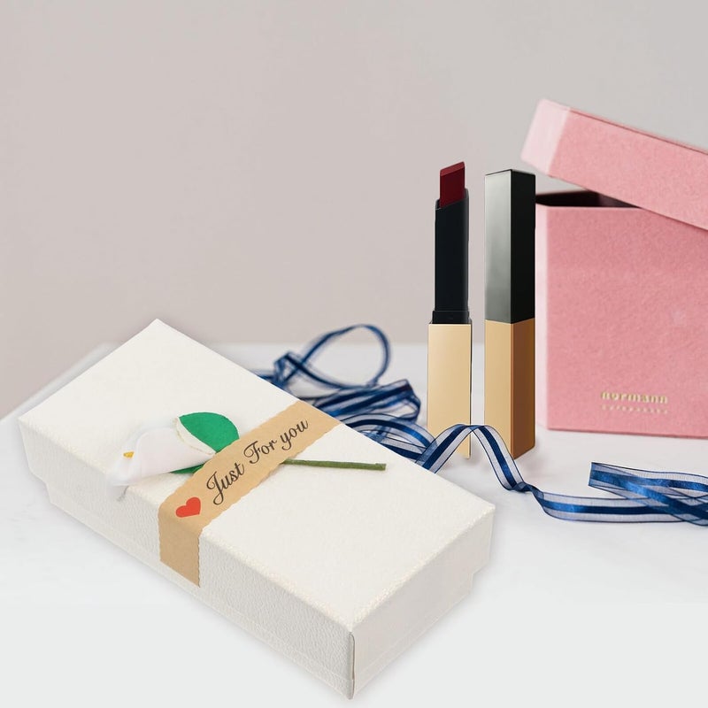 EXAOMBLE 6pcs Lipstick Wrapping Boxes with Sponge Lining and Elegant Lily Decor White Paper Lipstick Containers for Women Valentine’s Day Packaging - Image 5