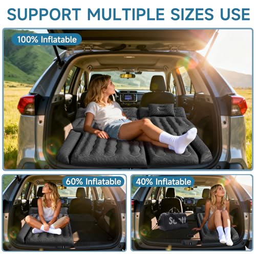 DikaSun Inflatable SUV Air Mattress Bed Car Mattress for SUV, Double-Sided Flocking Travel Camping Bed, Car Sleeping Mattress for Universal SUV with Air Pump 2 Pillows - Image 2