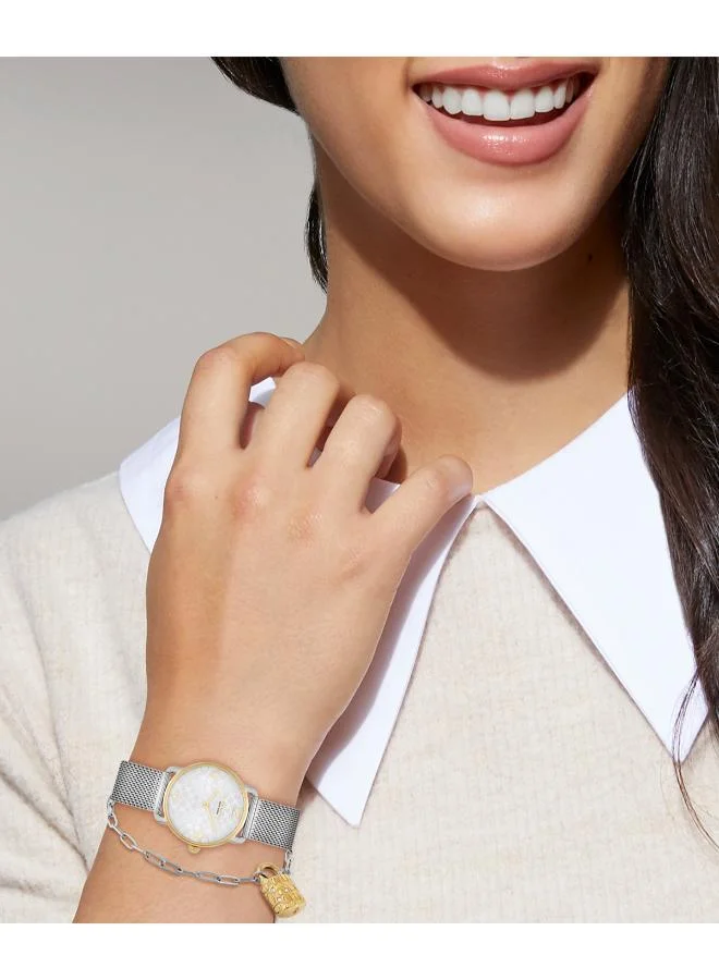 COACH  2-Hand Elliot Collection Quartz Movement Watch For Women With Silver Stainless Steel Bracelet - 14000115 for Women | Best Price UAE