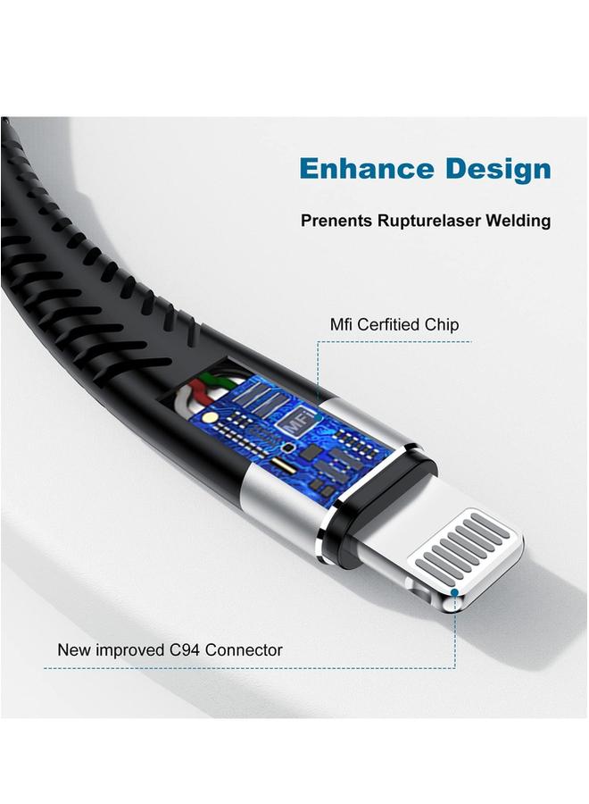 بروماس كابل شحن سريع مضفر معتمد من MFi من PROMASS بطول 1 متر، USB C إلى Lightning، متوافق مع iPhone 14 Pro/14 Pro Max/14/14 Plus/iPad 9/ 13/13 Pro/ 13 Pro Max/ 12/ 11/ X/ 8/7 - Image 3