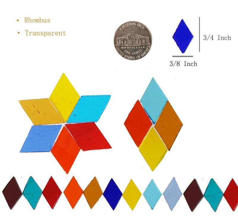 Lanyani 1600 Transparent Cathedral Glass Mosaic Tiles for Arts and Crafts - Mixed Color Stained Glass Pieces, 4 Shapes Mixed - Image 4