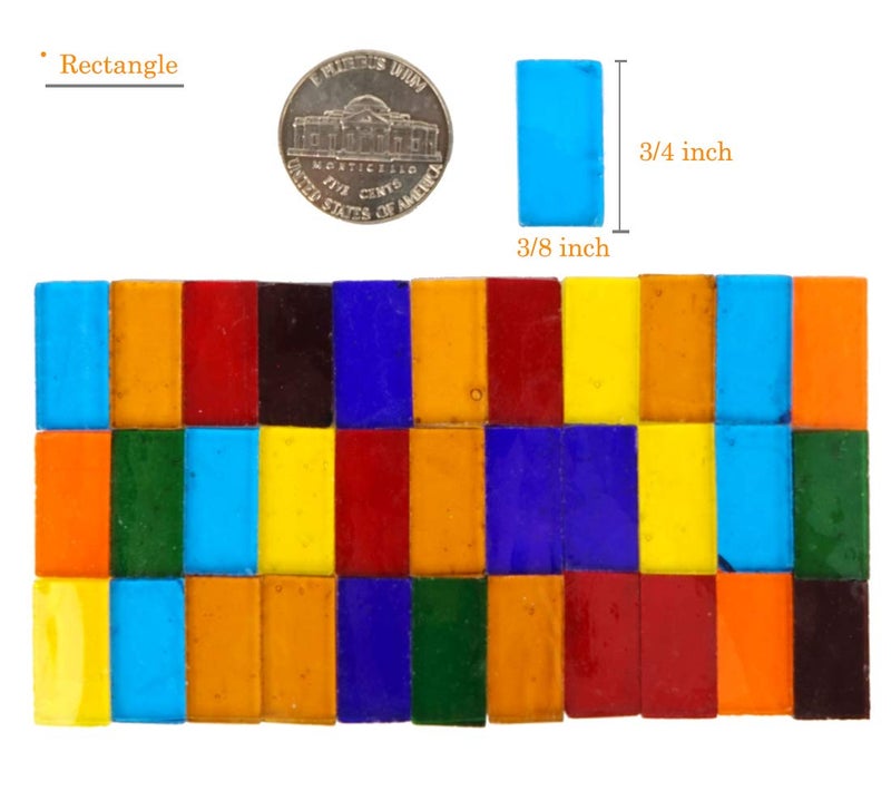 Lanyani 1600 Transparent Cathedral Glass Mosaic Tiles for Arts and Crafts - Mixed Color Stained Glass Pieces, 4 Shapes Mixed - Image 5