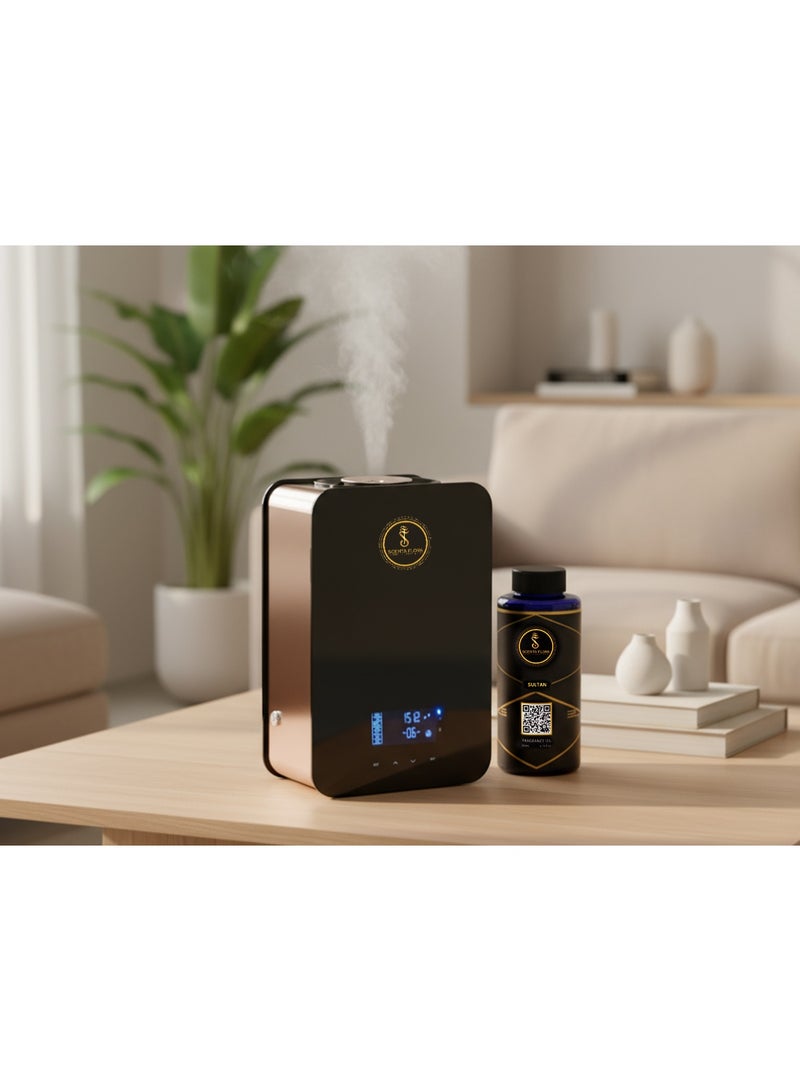 سينتا فلورا موزع الروائح SCENTA FLORA Scent Cube لغرف النوم والممرات بتغطية تصل إلى 300 متر مكعب، موزع صغير الحجم يتم التحكم فيه عبر البلوتوث مع سعة زيت 180 مل وحلول طاقة مرنة (أسود) - Image 4