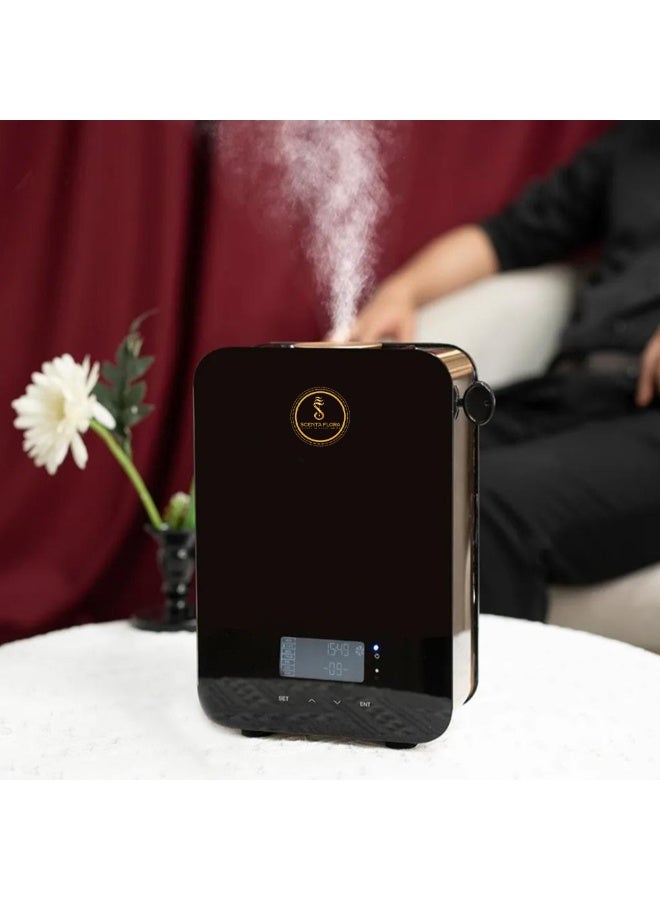 سينتا فلورا موزع الروائح SCENTA FLORA Scent Cube لغرف النوم والممرات بتغطية تصل إلى 300 متر مكعب، موزع صغير الحجم يتم التحكم فيه عبر البلوتوث مع سعة زيت 180 مل وحلول طاقة مرنة (أسود) - Image 5