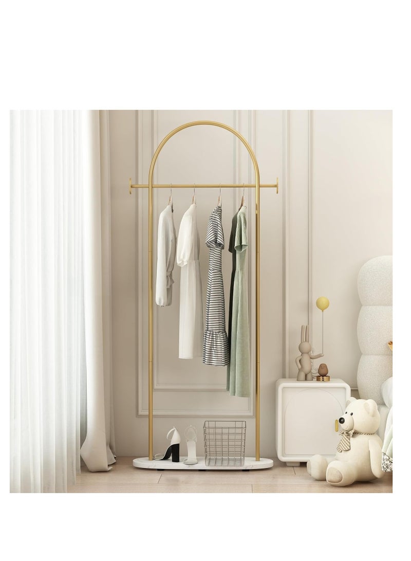 Y&D Gold Clothing Rack with Marble Base, Modern Gold Coat Racks Freestanding with 2 Hooks, Heavy Duty Clothes Rack, Coat Rack Stand for Entryway, Bedroom, Living Room, Boutiques  - Image 5