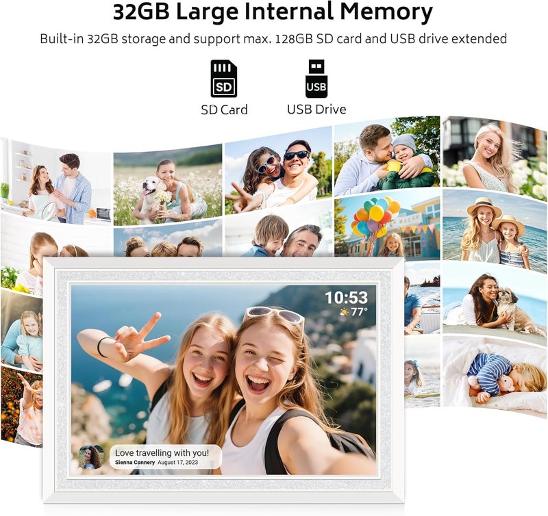 FRAMEO WiFi Digital Photo Frame 10.1 Inch - 1280 x 800 HD IPS Touch Screen Electronic Frame, 32GB Memory, Auto Rotation, Wall Mount, Digital Photo Frame for Sharing - Image 4