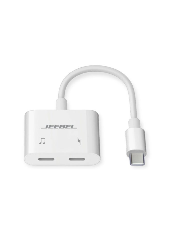 جيبيل محول USB-C ثنائي 2 في 1 مع منفذ سماعة USB-C ومنفذ شحن USB-C بسرعة ثابتة، معتمد من أبل ومتوافق مع جميع الأجهزة الحديثة بمدخل تايب سي - Image 1