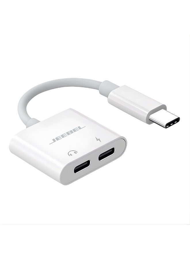 جيبيل محول USB-C ثنائي 2 في 1 مع منفذ سماعة USB-C ومنفذ شحن USB-C بسرعة ثابتة، معتمد من أبل ومتوافق مع جميع الأجهزة الحديثة بمدخل تايب سي - Image 5