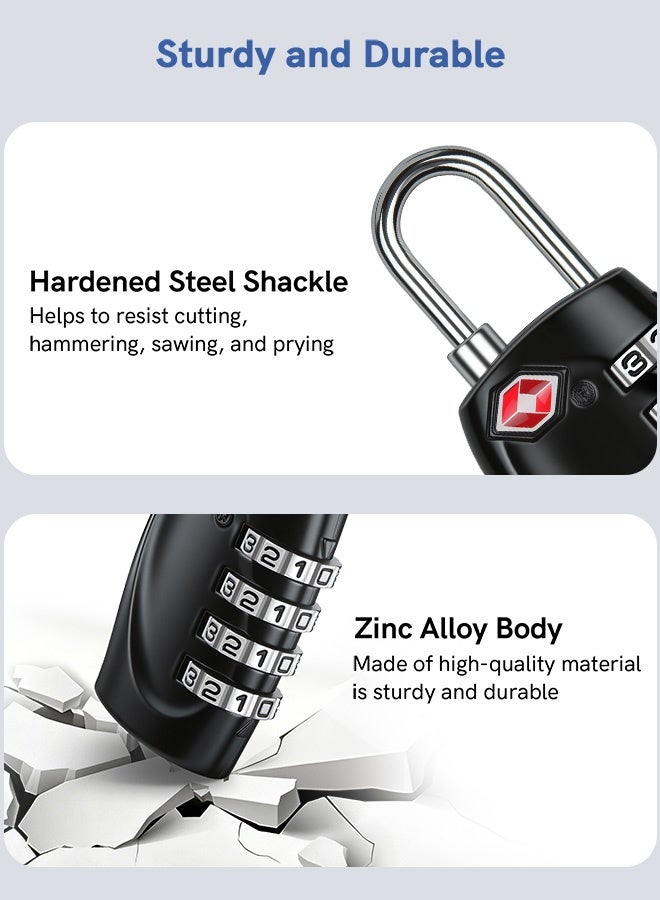 Tersely [2 Pack] TSA Approved Luggage Combination Locks, 4 Digit Combination Padlock with Alloy Body TSA Lock for Travel Bag, Suit Case, Lockers, Gym, Bike Locks or Other - Image 5