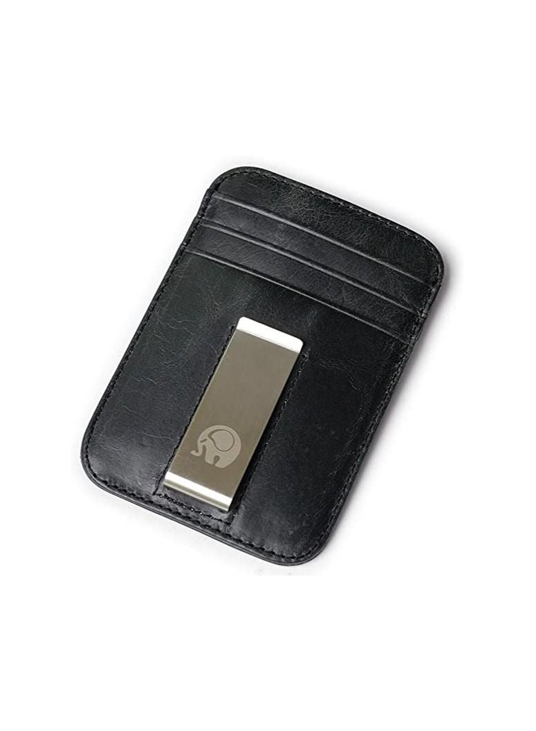 كابتن تيك محفظة صغيرة ، محفظة جلدية رفيعة للرجال والنساء ، محفظة حامل بطاقات الائتمان ، محفظة جيب أمامية بحجب RFID هدية للزوج والأب والزوجة والصديق. - Image 1