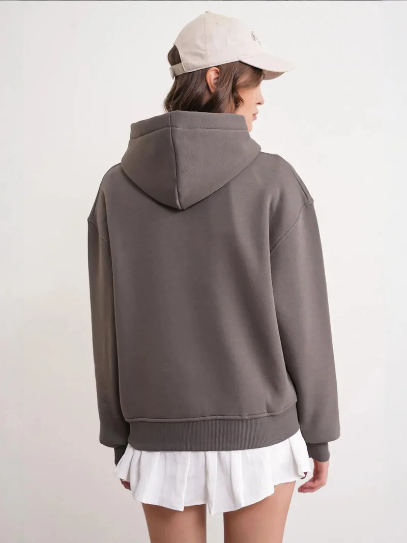 MixRay Dark Grey Mixray Full-Zip Hoodie with Pockets for Women | Best Price UAE