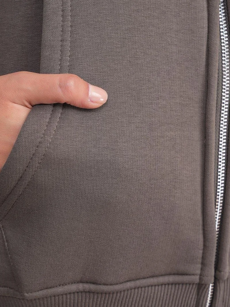 MixRay Dark Grey Mixray Full-Zip Hoodie with Pockets for Women | Best Price UAE