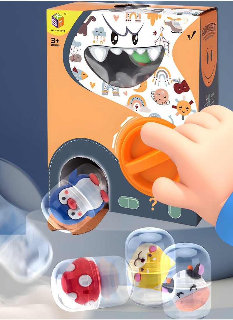 GROIC Mini Vending Machine with 16 Animal Eggs,Animal Doll Toys,Vending Machine Game,Doll Grabbing Machine, Egg Twisting Machine  - Image 2