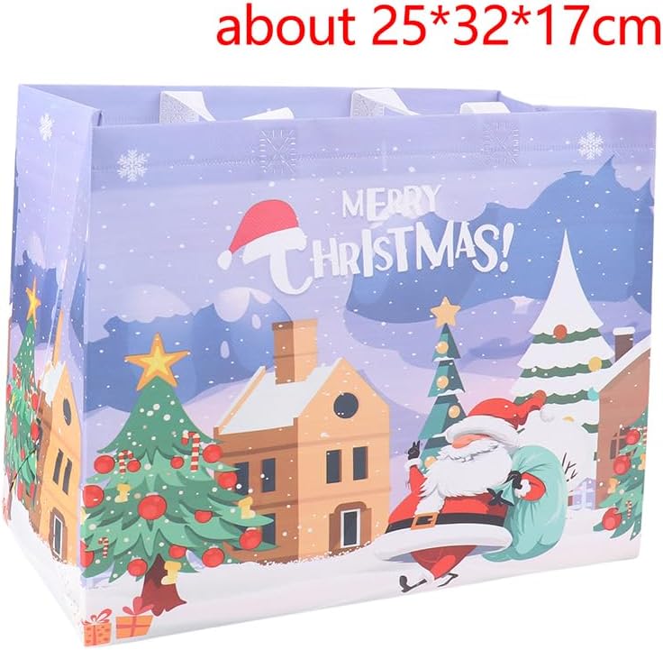 klarako Christmas Gift Bags Santa Elk Snowman Printing Non-woven Waterproof Handbag Merry Xmas Party Supplies 2024 New Year Storage Bag - Image 2