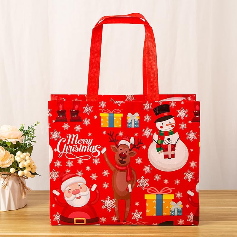 klarako Christmas Gift Bags Santa Elk Snowman Printing Non-woven Waterproof Handbag Merry Xmas Party Supplies 2024 New Year Storage Bag - Image 1