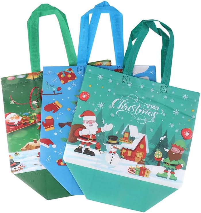 klarako Christmas Gift Bags Santa Elk Snowman Printing Non-woven Waterproof Handbag Merry Xmas Party Supplies 2024 New Year Storage Bag - Image 3