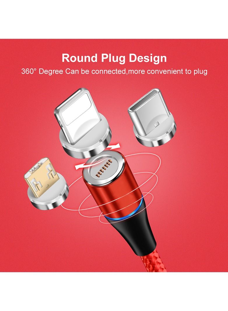 3 in 1 Magnetic Charging Cable 3A Fast Charging Compatible with Micro USB Type C and Lightning - Image 3