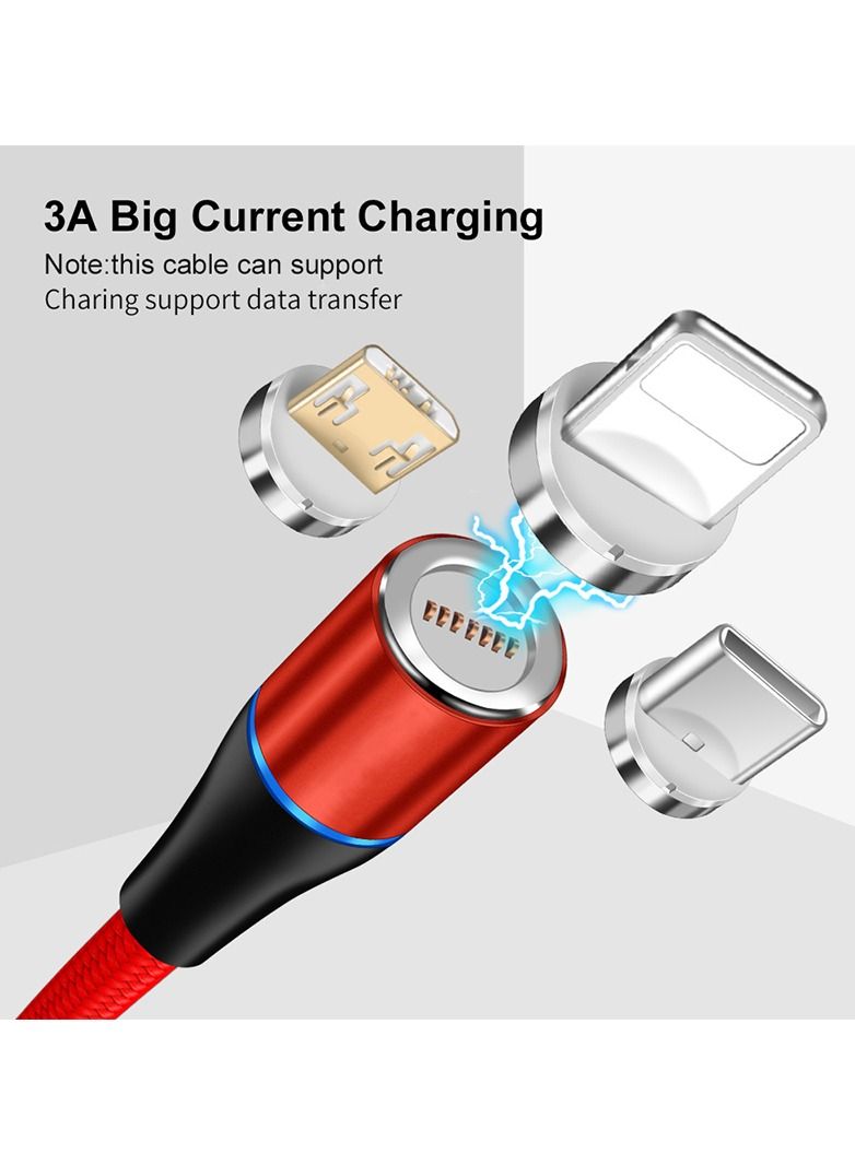 3 in 1 Magnetic Charging Cable 3A Fast Charging Compatible with Micro USB Type C and Lightning - Image 2