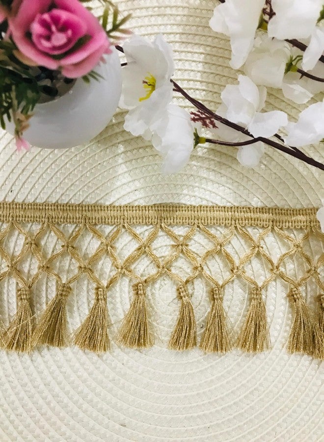 PREMDAS LACES Tassel Latkan Hanging,Fringe Jhallar Laces and Border Material Zhallar Dresses,Blouse,Dupatta,Sari,Choli,Chunni,Sarees,Lehenga,Suits,Curtains,9 Meters (Gold) - Image 3