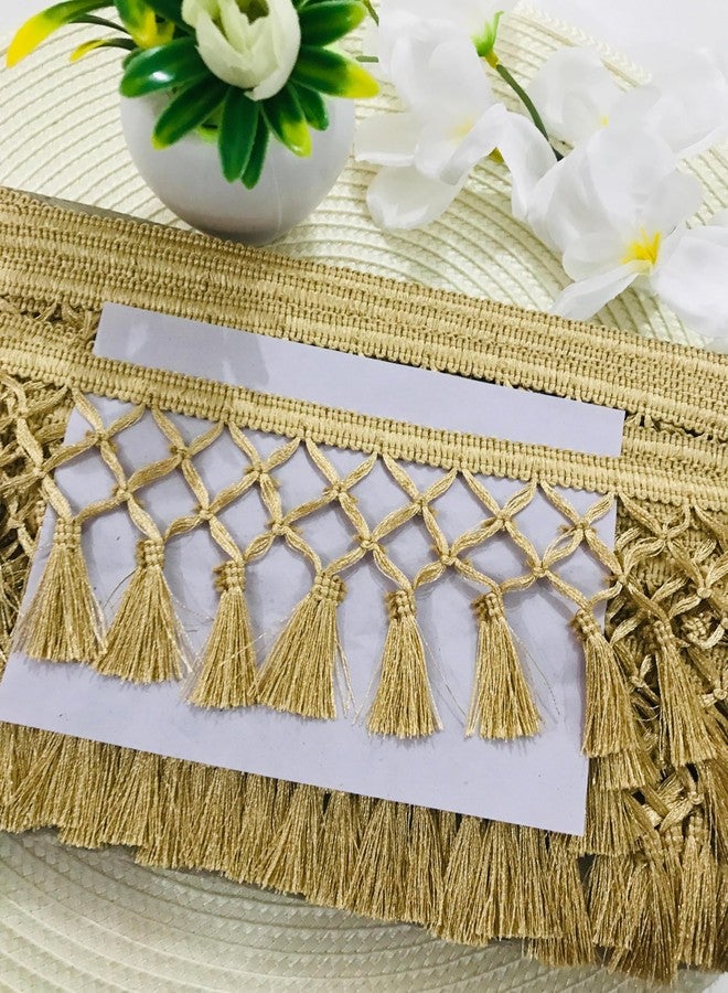 PREMDAS LACES Tassel Latkan Hanging,Fringe Jhallar Laces and Border Material Zhallar Dresses,Blouse,Dupatta,Sari,Choli,Chunni,Sarees,Lehenga,Suits,Curtains,9 Meters (Gold) - Image 2